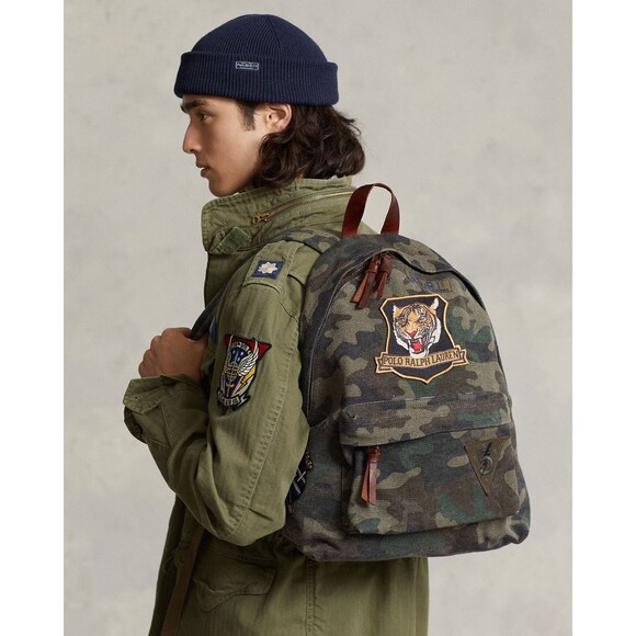 NWT Polo Ralph Lauren MEN'S Backpack TIGER-PATCH CAMO CANVAS FREEDOM - Picture 1 of 16